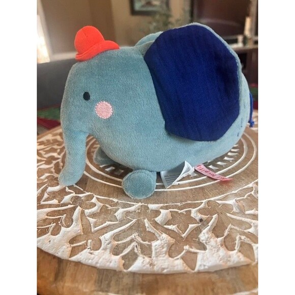Moulin Roty Blue Elephant Plush Rattle Bells Les Toupitis Baby Stuffed Animal - Picture 2 of 8